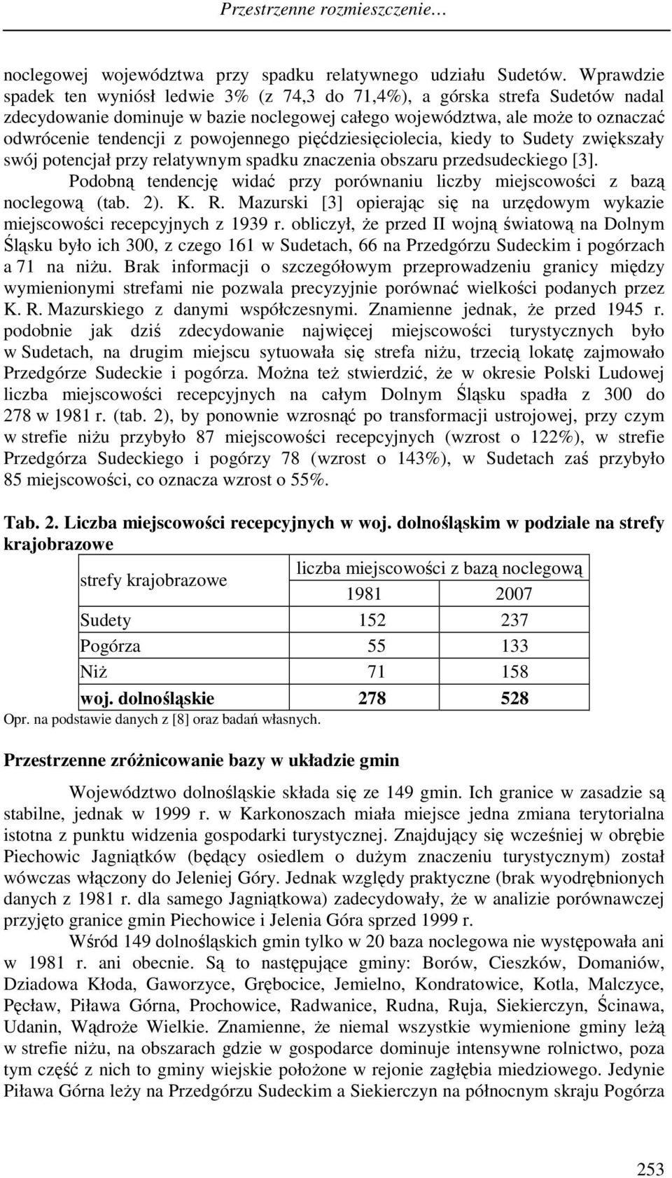 powojennego pięćdziesięciolecia, kiedy to Sudety zwiększały swój potencjał przy relatywnym spadku znaczenia obszaru przedsudeckiego [3].