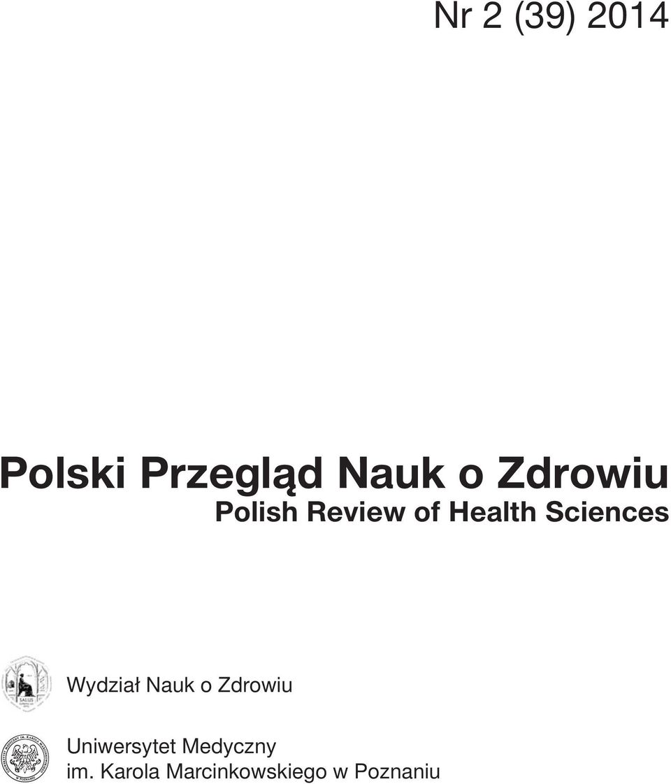 Sciences Wydział Nauk o Zdrowiu