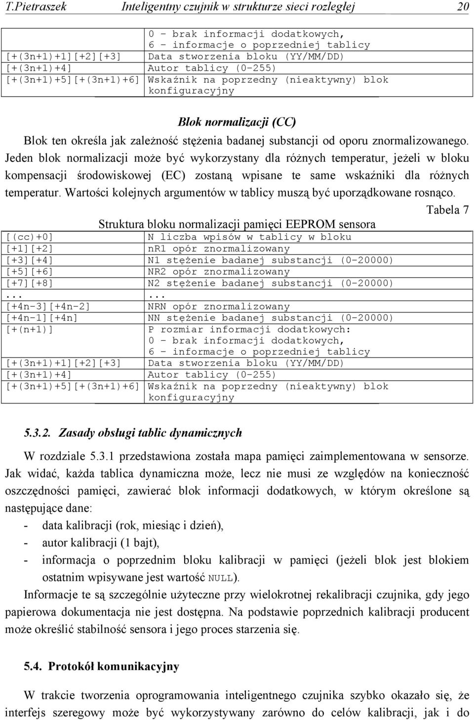 znormalizowanego. Jeden blok normalizacji może być wykorzystany dla różnych temperatur, jeżeli w bloku kompensacji środowiskowej (EC) zostaną wpisane te same wskaźniki dla różnych temperatur.