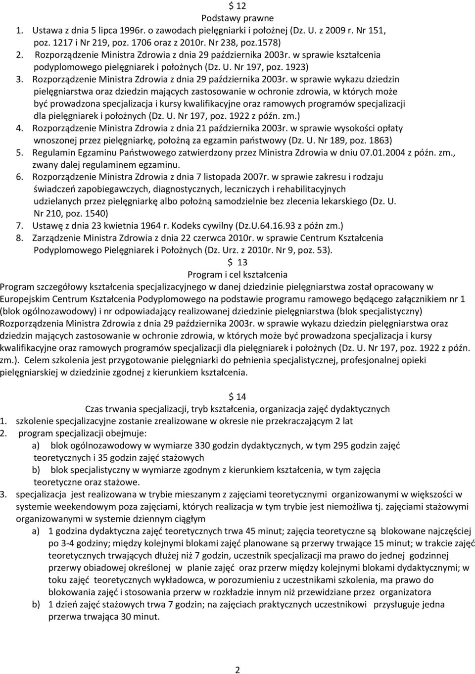 Rozporządzenie Ministra Zdrowia z dnia 29 października 2003r.