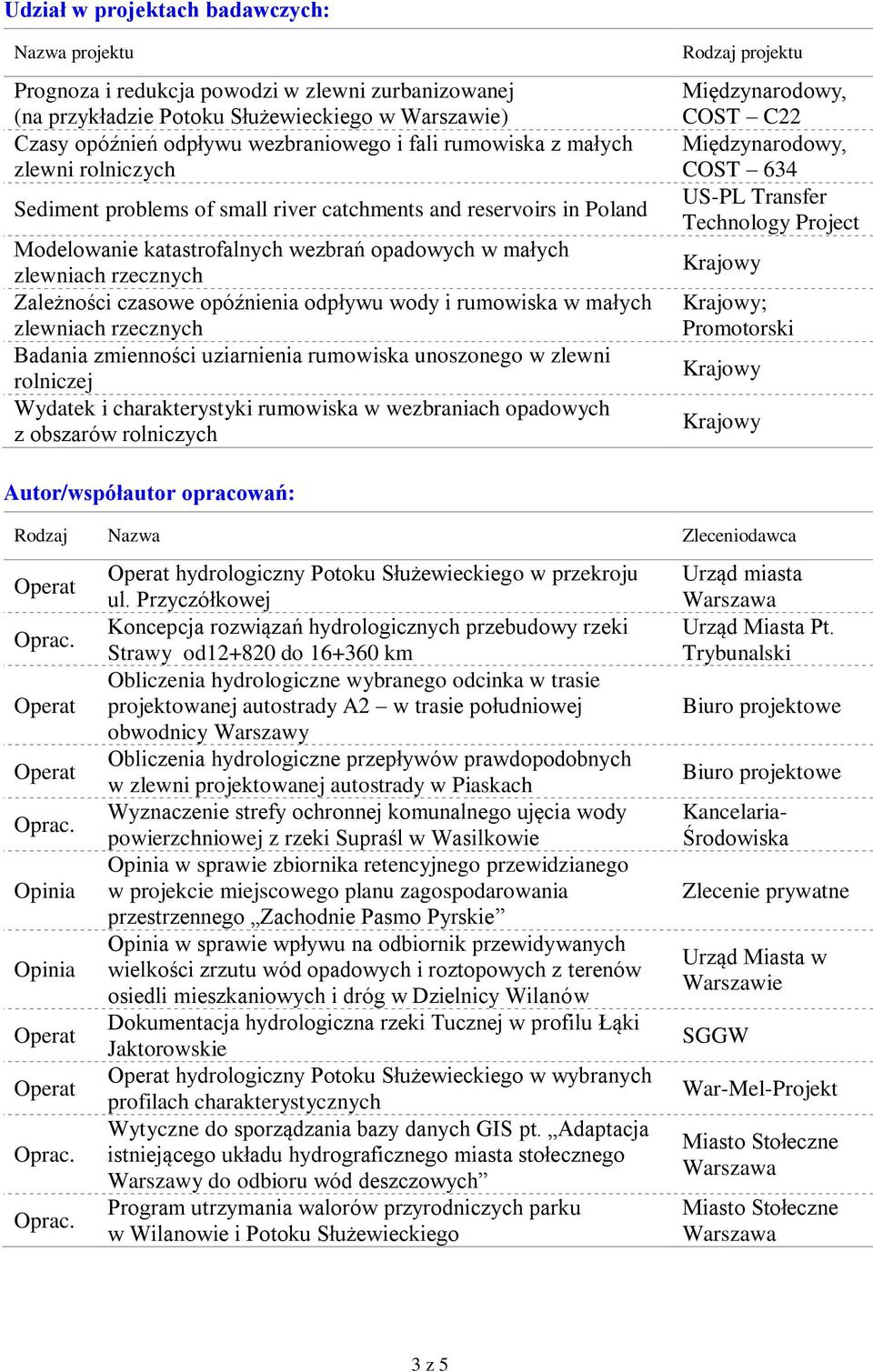 opóźnienia odpływu wody i rumowiska w małych zlewniach rzecznych Badania zmienności uziarnienia rumowiska unoszonego w zlewni rolniczej Wydatek i charakterystyki rumowiska w wezbraniach opadowych z
