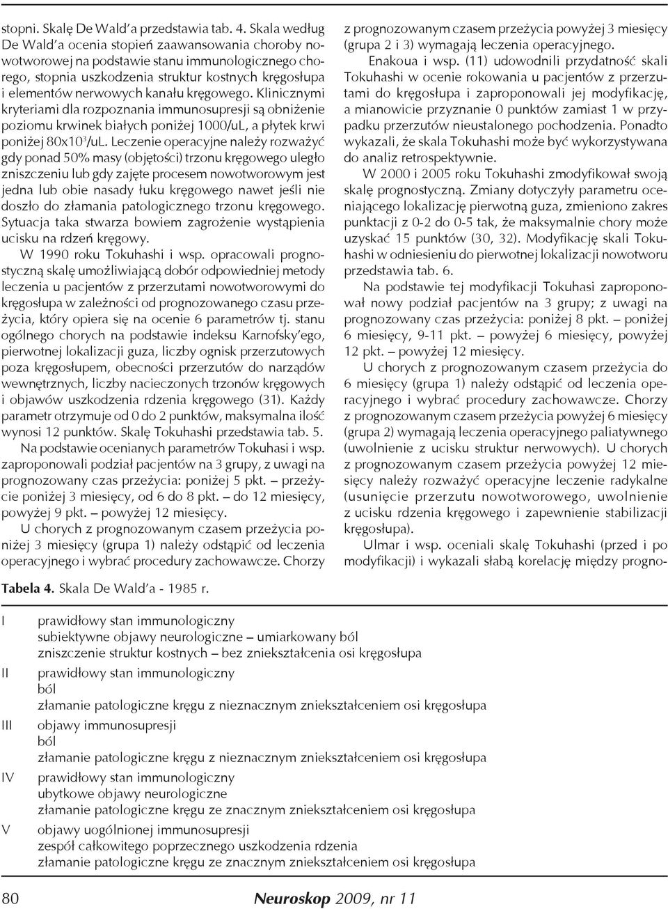 kręgowego. Klinicznymi kryteriami dla rozpoznania immunosupresji są obniżenie poziomu krwinek białych poniżej 1000/uL, a płytek krwi poniżej 80x10 3 /ul.