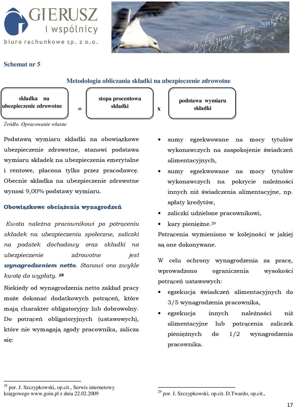 Obecnie składka na ubezpieczenie zdrowotne wynosi 9,00% podstawy wymiaru.