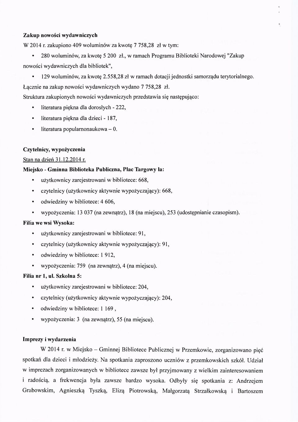 Łącznie na zakup nowości wydawniczych wydano 7 758,28 zł.