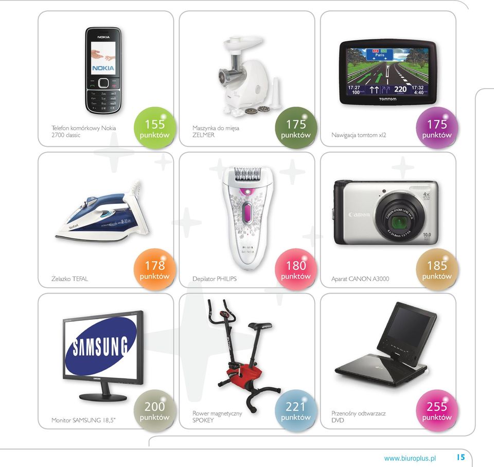 Depilator PHILIPS 180 Aparat CANON A3000 185 Monitor SAMSUNG