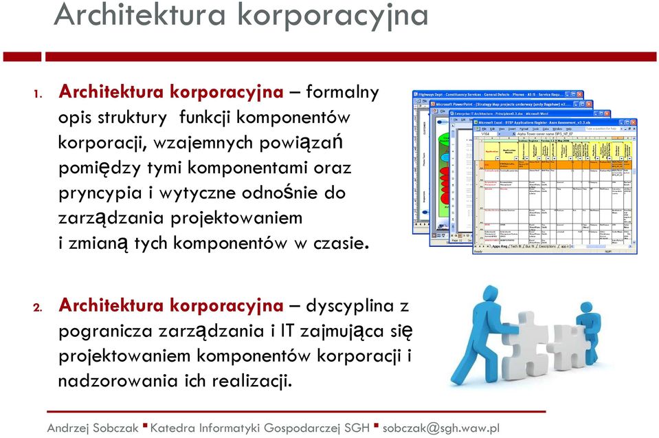 pomiędzy tymi komponentami oraz pryncypia i wytyczne odnośnie do zarządzania projektowaniem