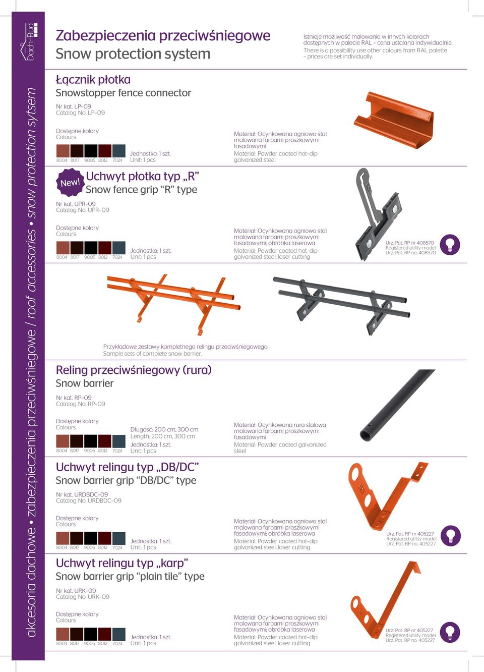 akcesoria dachowe zabezpieczenia przeciwśniegowe / roof accessories snow protection sytsem Łącznik płotka Snowstopper fence connector Nr kat. LP 09 Catalog No. LP 09 New!