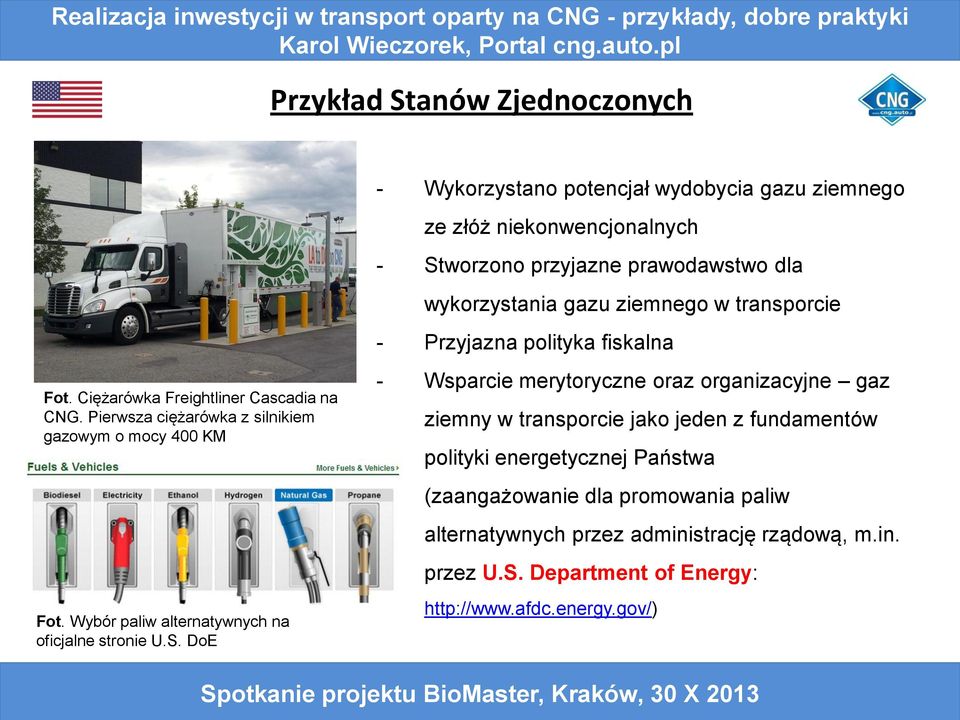 Wybór paliw alternatywnych na oficjalne stronie U.S.