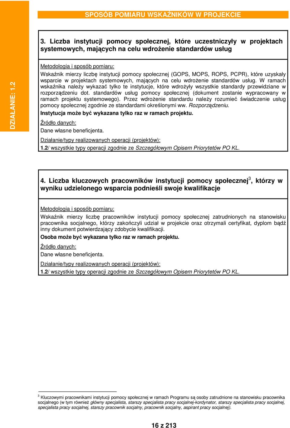 W ramach wskaźnika naleŝy wykazać tylko te instytucje, które wdroŝyły wszystkie standardy przewidziane w rozporządzeniu dot.