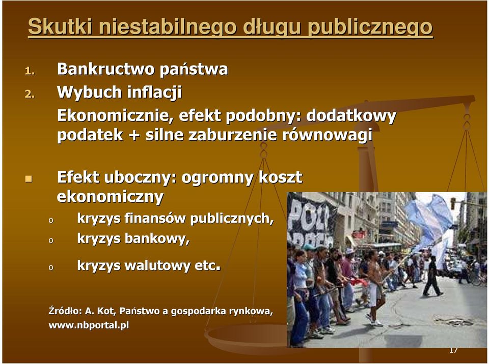 równowagir o o o Efekt uboczny: ogromny koszt ekonomiczny kryzys finansów w