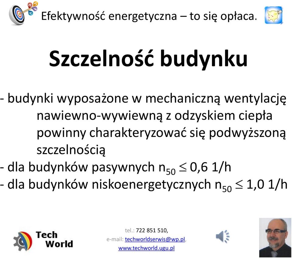 charakteryzować się podwyższoną szczelnością - dla budynków