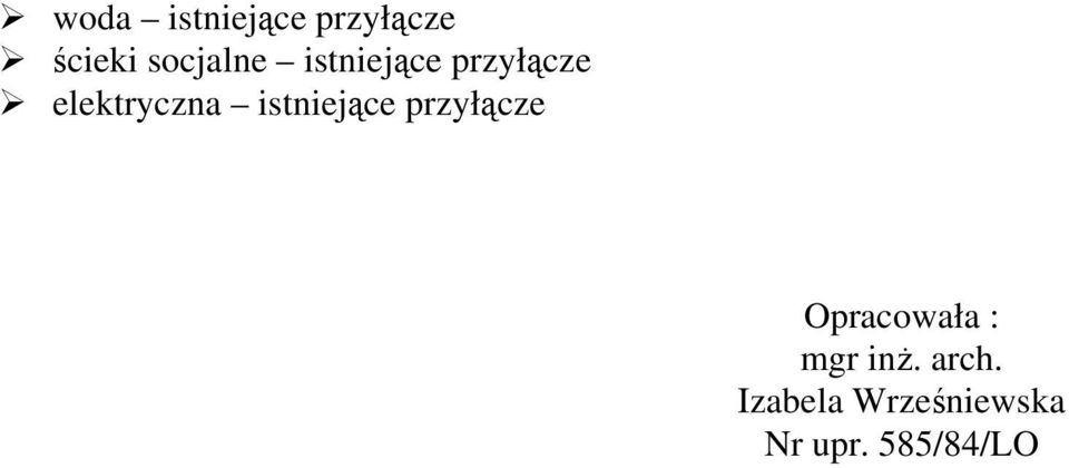 elektryczna istniejące przyłącze