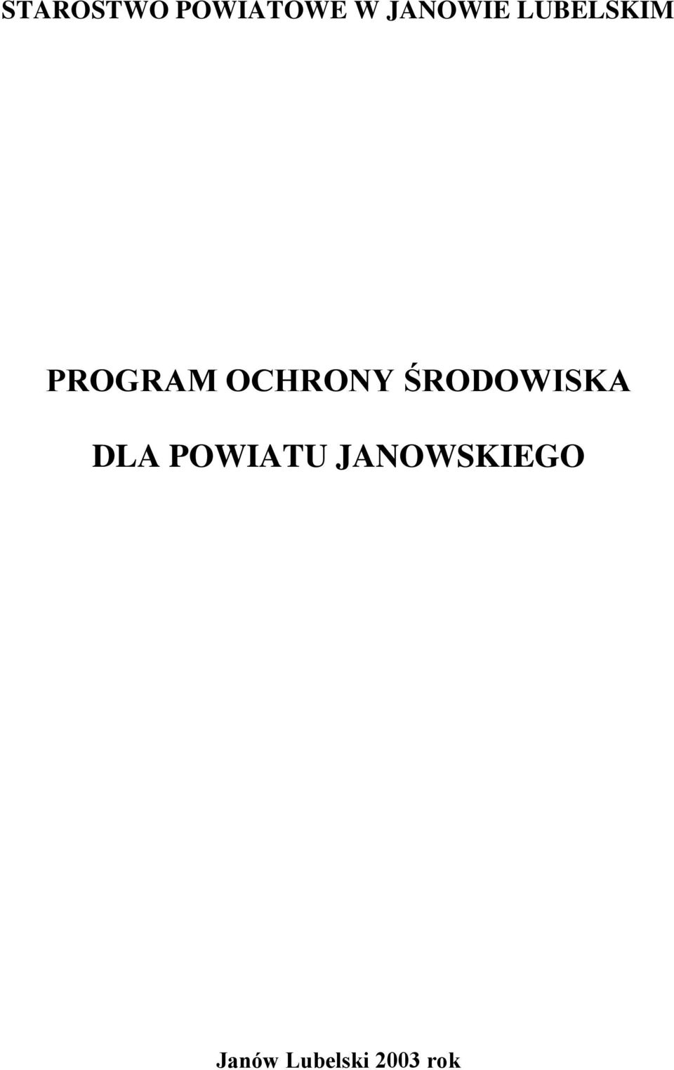 PROGRAM OCHRONY