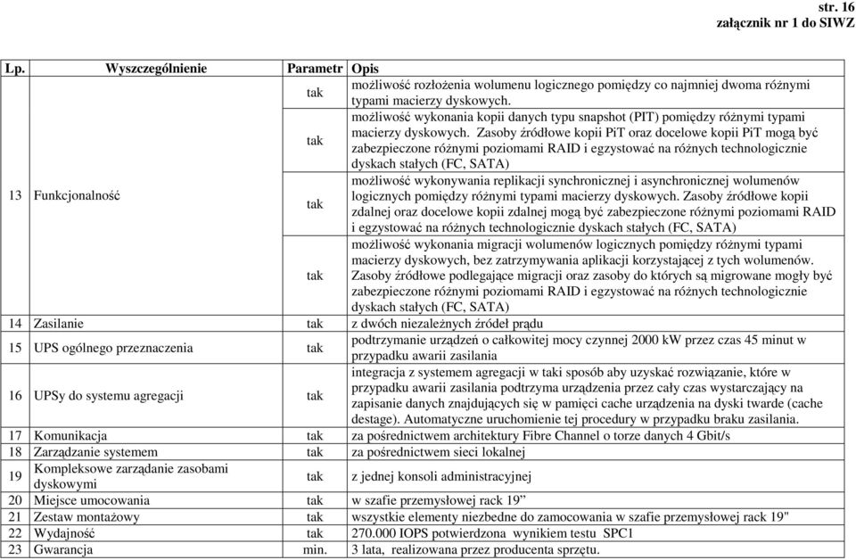 Zasoby źródłowe kopii PiT oraz docelowe kopii PiT mogą być zabezpieczone róŝnymi poziomami RAID i egzystować na róŝnych technologicznie dyskach stałych (FC, SATA) moŝliwość wykonywania replikacji