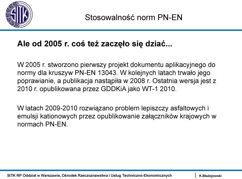 W kolejnych latach trwało jego poprawianie, a publikacja nastąpiła w 2008 r. Ostatnia wersja jest z 2010 r.