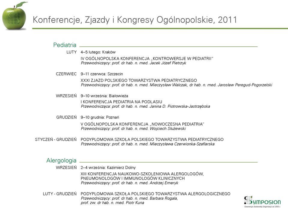 dr hab. n. med. Janina D. Piotrowska-Jastrzębska 9 10 grudnia: Poznań V OGÓLNOPOLSKA KONFERENCJA NOWOCZESNA PEDIATRIA Przewodniczący: prof. dr hab. n. med. Wojciech Służewski Podyplomowa Szkoła Polskiego Towarzystwa Pediatrycznego Przewodniczący: prof.