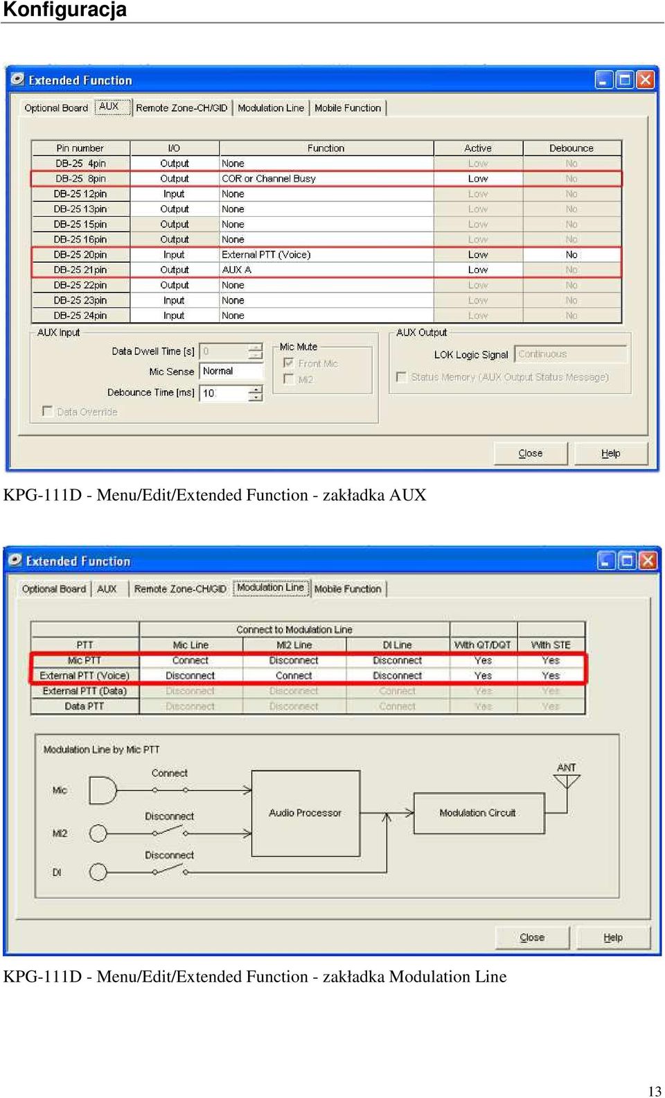 Function - zakładka Modulation