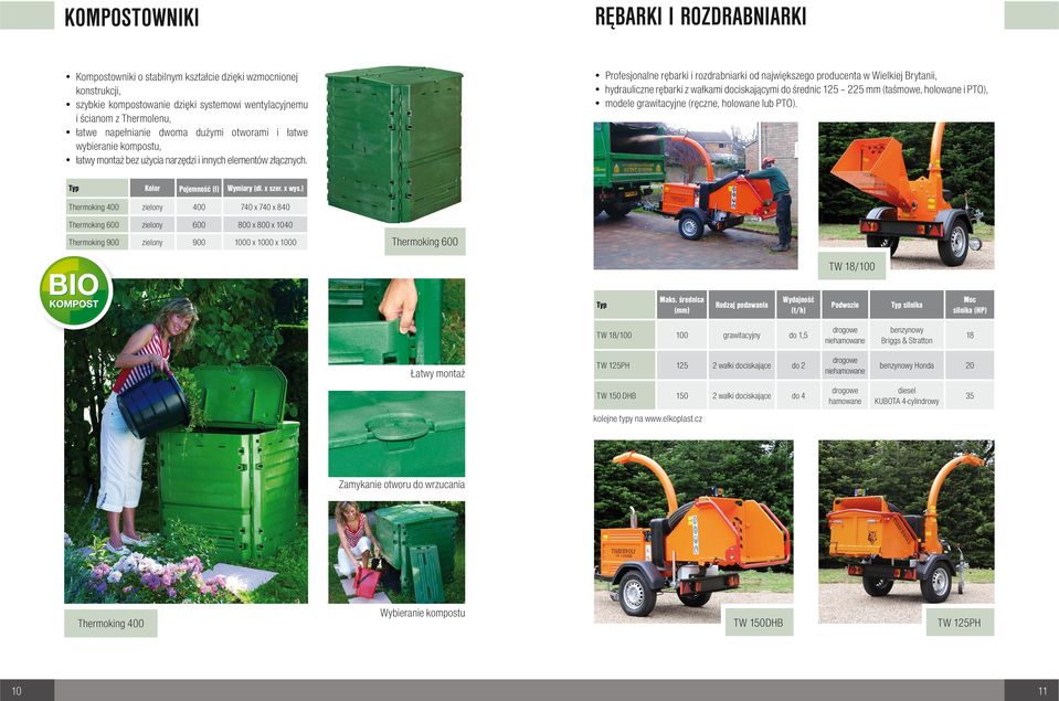Profesjonalne rębarki i rozdrabniarki od największego producenta w Wielkiej Brytanii, hydrauliczne rębarki z wałkami dociskającymi do średnic 125 225 mm (taśmowe, holowane i PTO), modele grawitacyjne