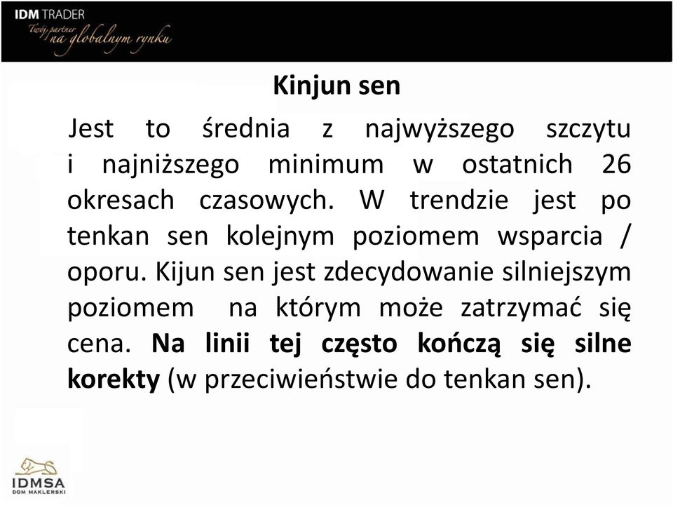 W trendzie jest po tenkan sen kolejnym poziomem wsparcia / oporu.