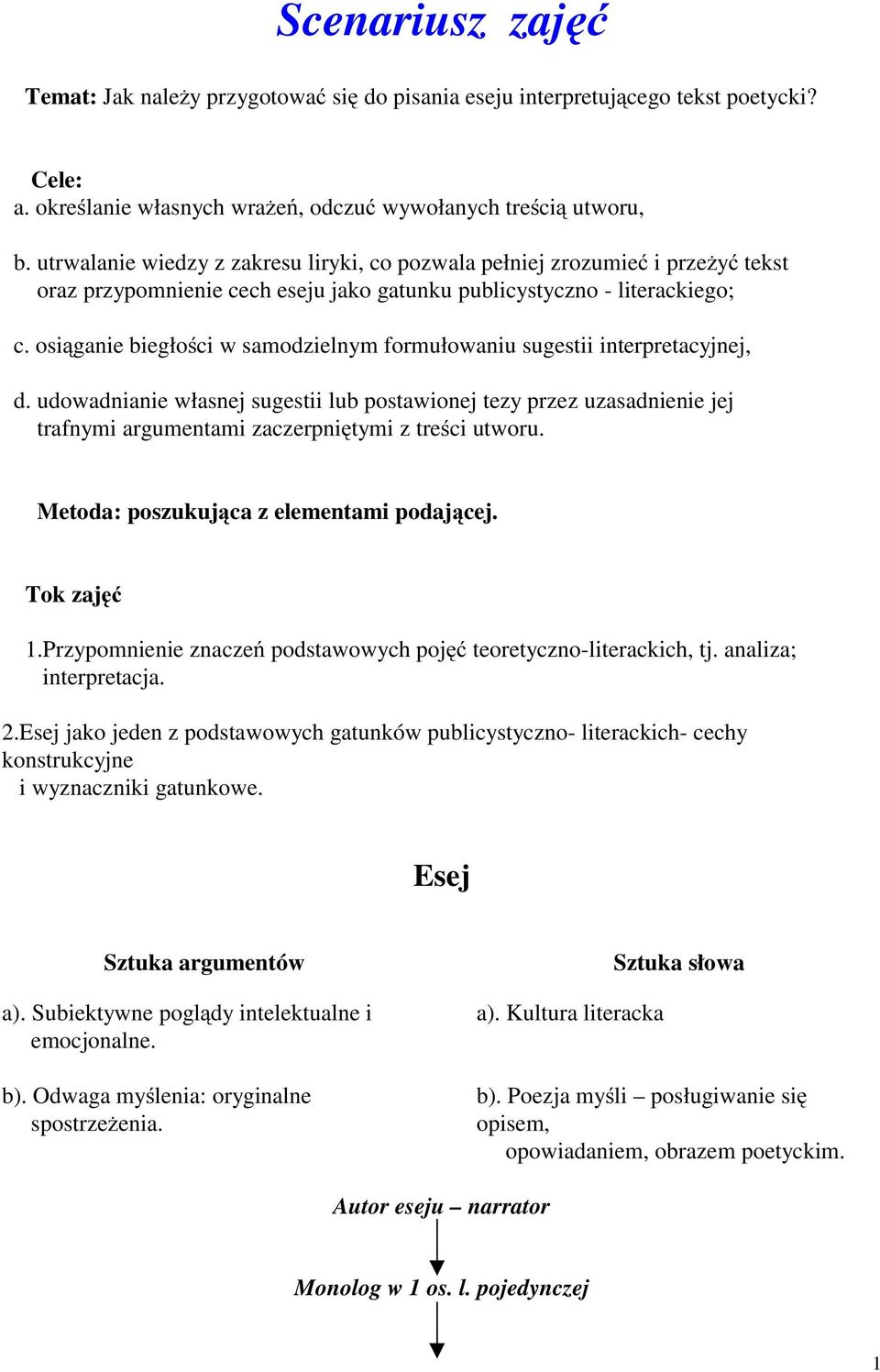 osiąganie biegłości w samodzielnym formułowaniu sugestii interpretacyjnej, d.