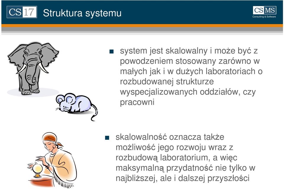 oddziałów, czy pracowni skalowalność oznacza także możliwość jego rozwoju wraz z