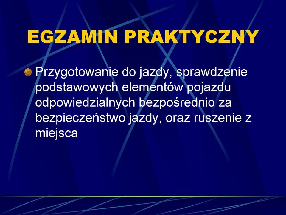 elementów pojazdu odpowiedzialnych