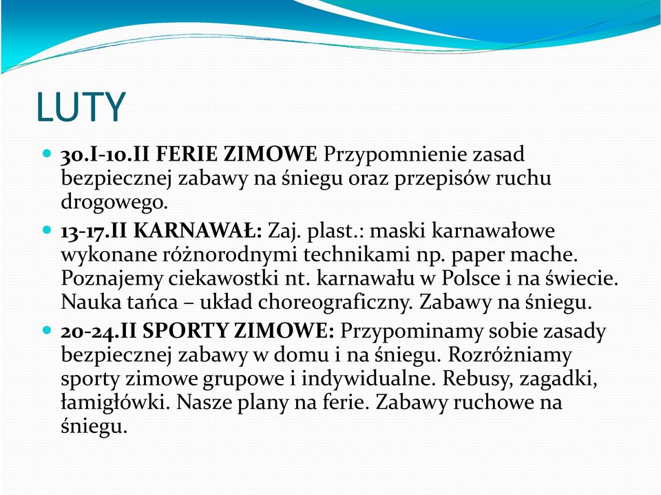 Nauka tańca układ choreograficzny. Zabawy na śniegu. 20-24.