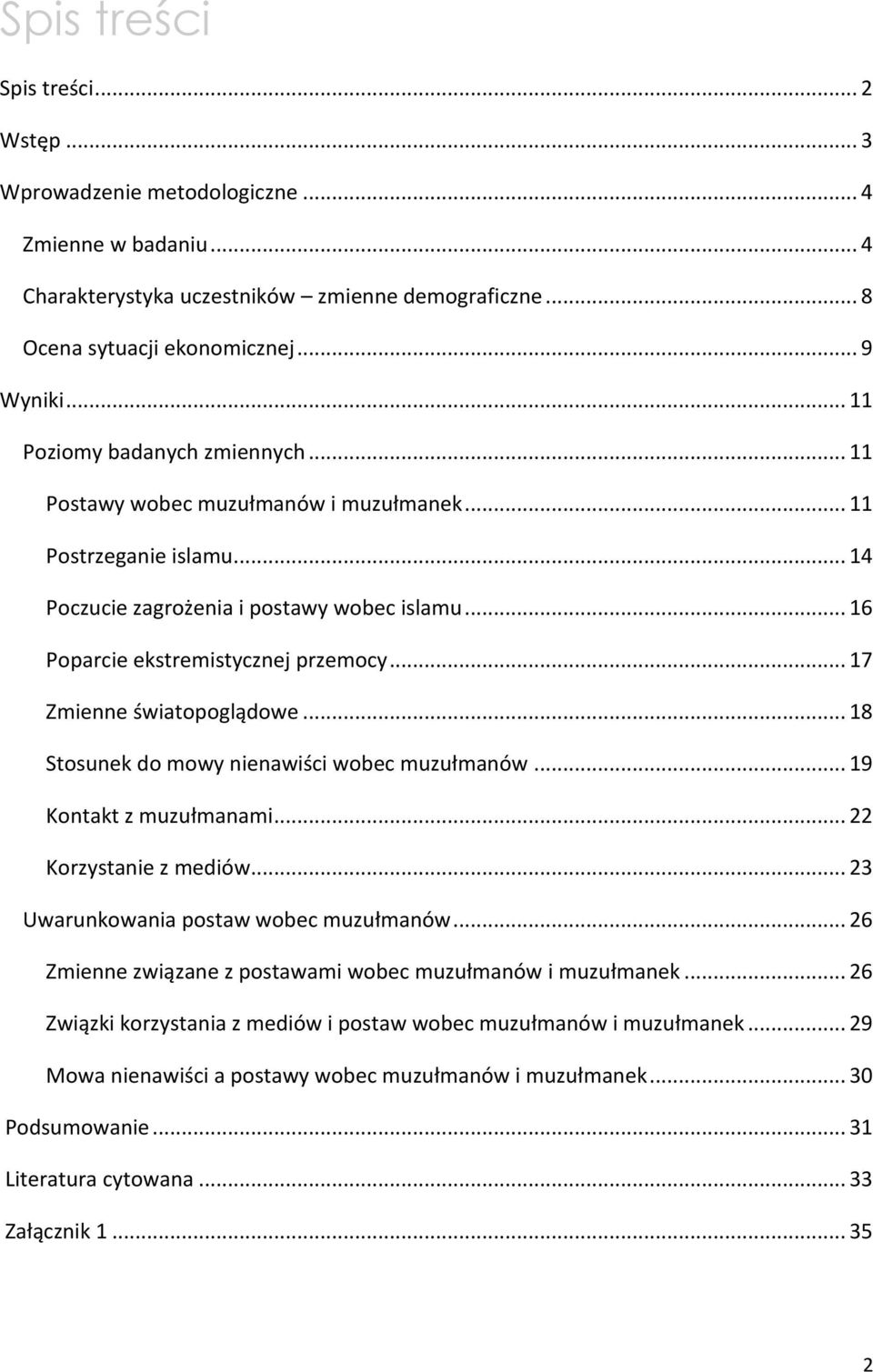 .. 17 Zmienne światopoglądowe... 18 Stosunek do mowy nienawiści wobec muzułmanów... 19 Kontakt z muzułmanami... 22 Korzystanie z mediów... 23 Uwarunkowania postaw wobec muzułmanów.
