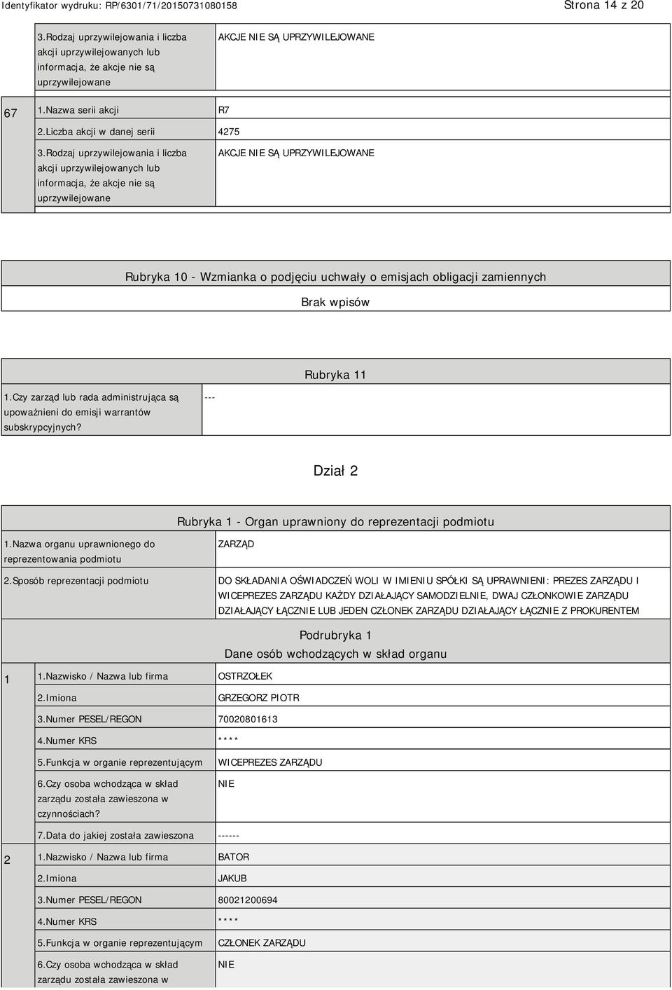 Nazwa organu uprawnionego do reprezentowania podmiotu 2.