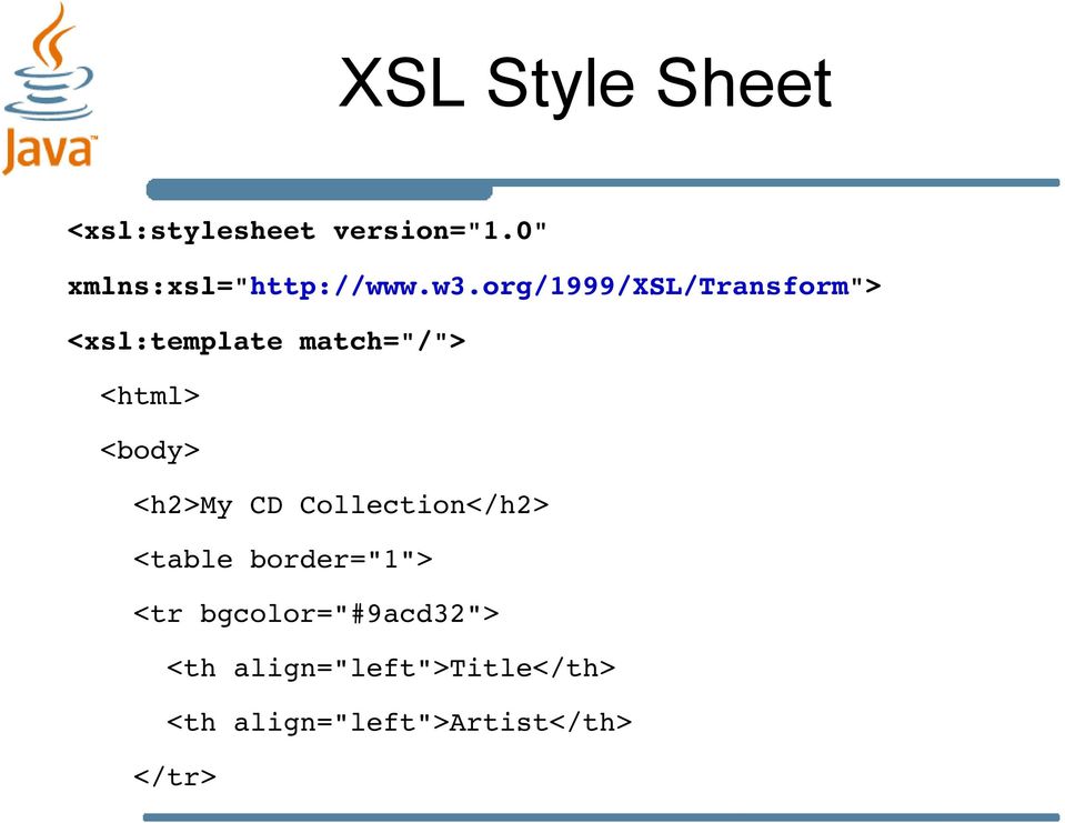 org/1999/xsl/transform"> <xsl:template match="/"> <html> <body>