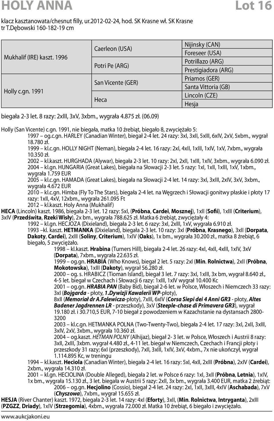 09) Nijinsky (CAN) Foreseer (USA) Potrillazo (ARG) Prestigiadora (ARG) Priamos (GER) Santa Vittoria (GB) Lincoln (CZE) Hesja Holly (San Vicente) c.gn.