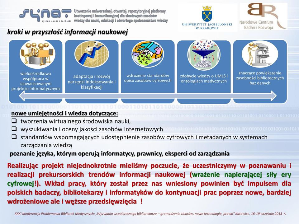 wyszukiwania i oceny jakości zasobów internetowych standardów wspomagających udostępnienie zasobów cyfrowych i metadanych w systemach zarządzania wiedzą poznanie języka, którym operują informatycy,