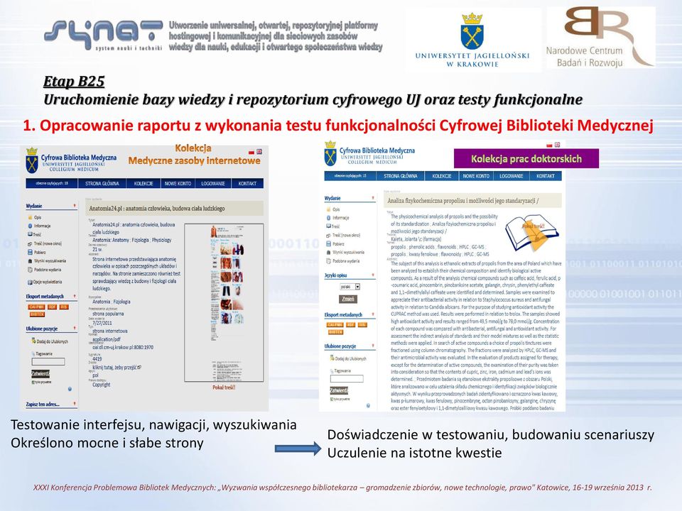 Opracowanie raportu z wykonania testu funkcjonalności Cyfrowej Biblioteki