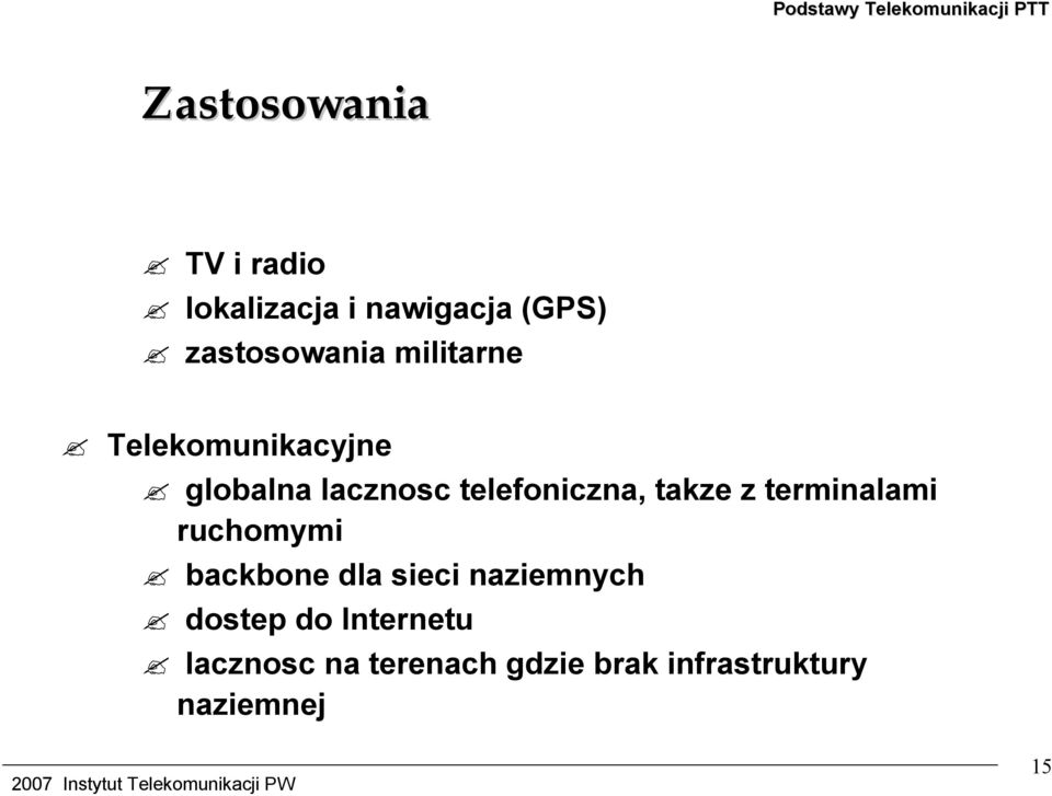 z terminalami ruchomymi backbone dla sieci naziemnych dostep do