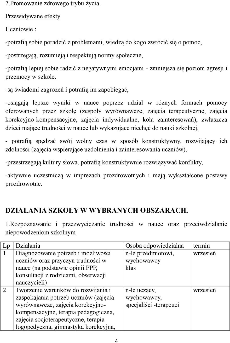 negatywnymi emocjami - zmniejsza się poziom agresji i przemocy w szkole, -są świadomi zagrożeń i potrafią im zapobiegać, -osiągają lepsze wyniki w nauce poprzez udział w różnych formach pomocy