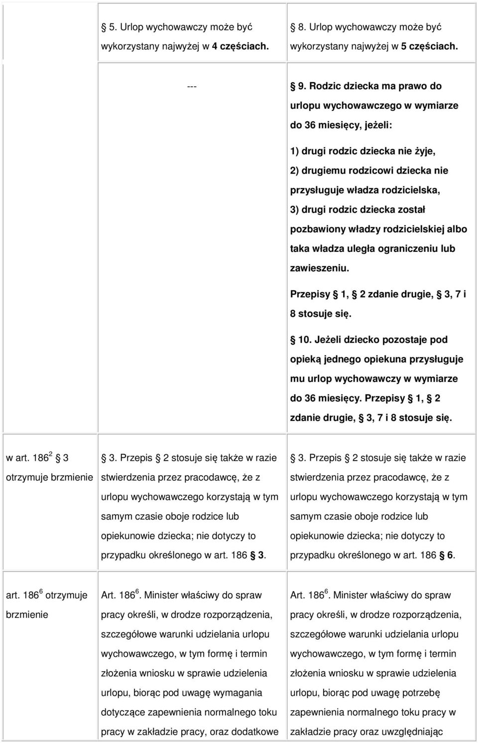 dziecka został pozbawiony władzy rodzicielskiej albo taka władza uległa ograniczeniu lub zawieszeniu. Przepisy 1, 2 zdanie drugie, 3, 7 i 8 stosuje się. 10.