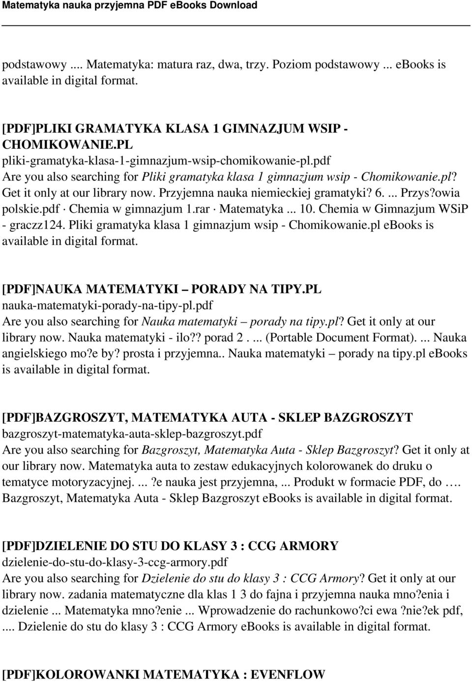 Przyjemna nauka niemieckiej gramatyki? 6.... Przys?owia polskie.pdf Chemia w gimnazjum 1.rar Matematyka... 10. Chemia w Gimnazjum WSiP - graczz124.