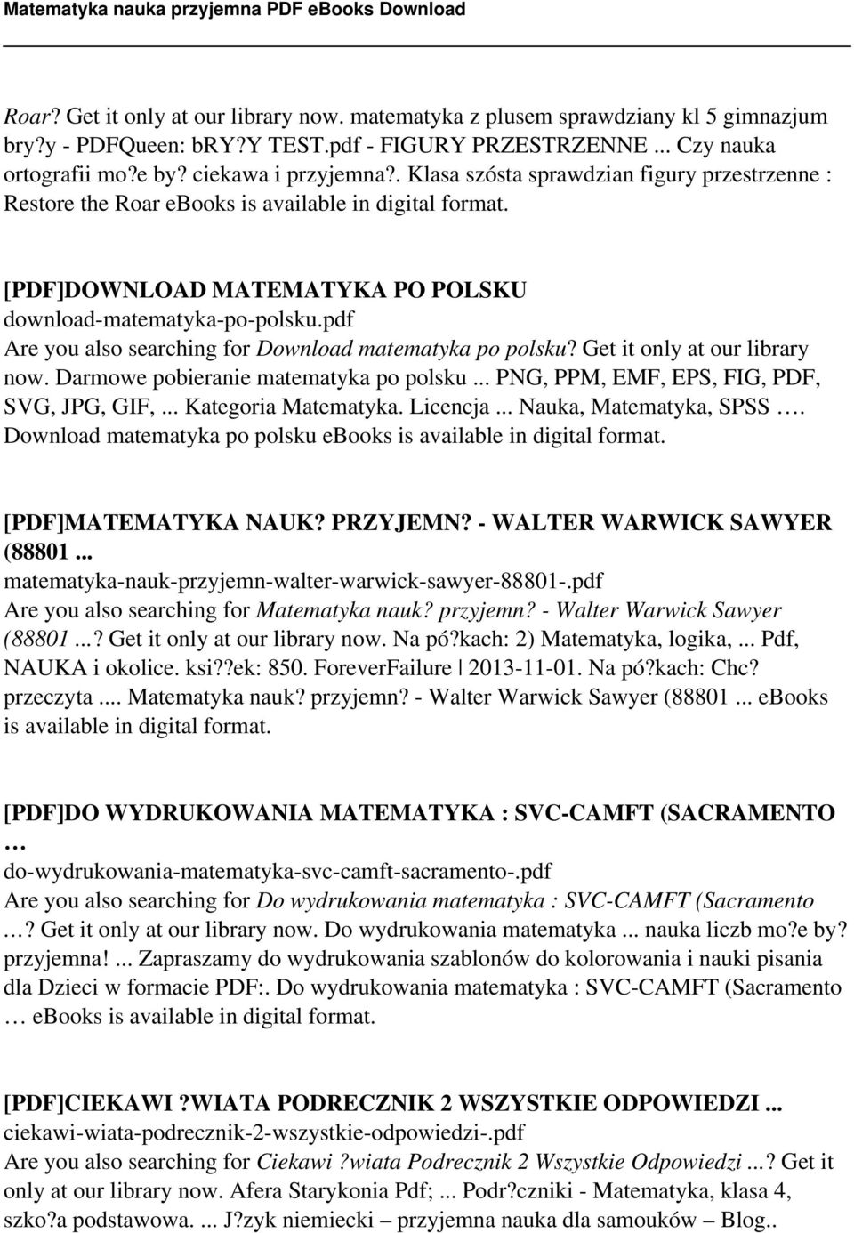 pdf Are you also searching for Download matematyka po polsku? Get it only at our library now. Darmowe pobieranie matematyka po polsku... PNG, PPM, EMF, EPS, FIG, PDF, SVG, JPG, GIF,.