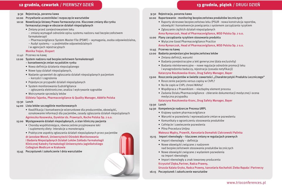 Pharmacovigilance System Master File (PSMF) wymagania, osoba odpowiedzialna, Audyt systemu u podmiotów odpowiedzialnych i w agencjach rejestracyjnych Monika Trojan, Ekspert 11:40 Przerwa na kawę