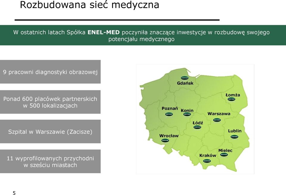 placówek partnerskich w 500 lokalizacjach Poznań Konin Warszawa Łomża Łódź Szpital w