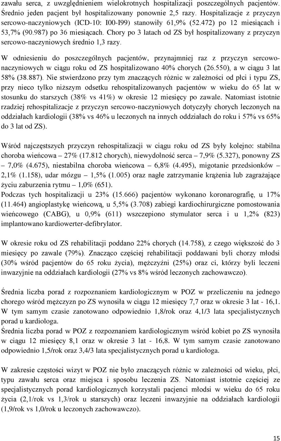 Chory po 3 latach od ZS był hospitalizowany z przyczyn sercowo-naczyniowych średnio 1,3 razy.