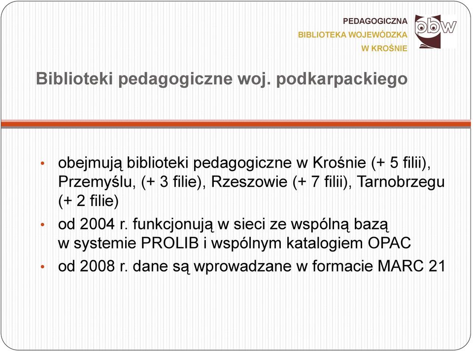 filie), Rzeszowie (+ 7 filii), Tarnobrzegu (+ 2 filie) od 2004 r.