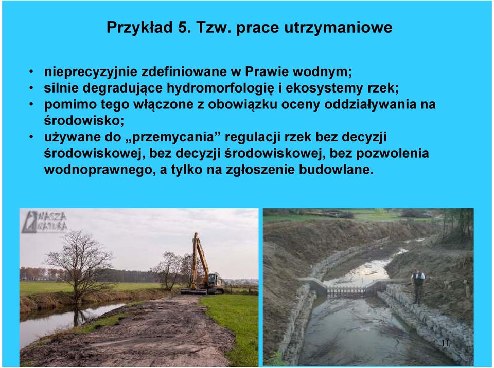 hydromorfologię i ekosystemy rzek; pomimo tego włączone z obowiązku oceny oddziaływania