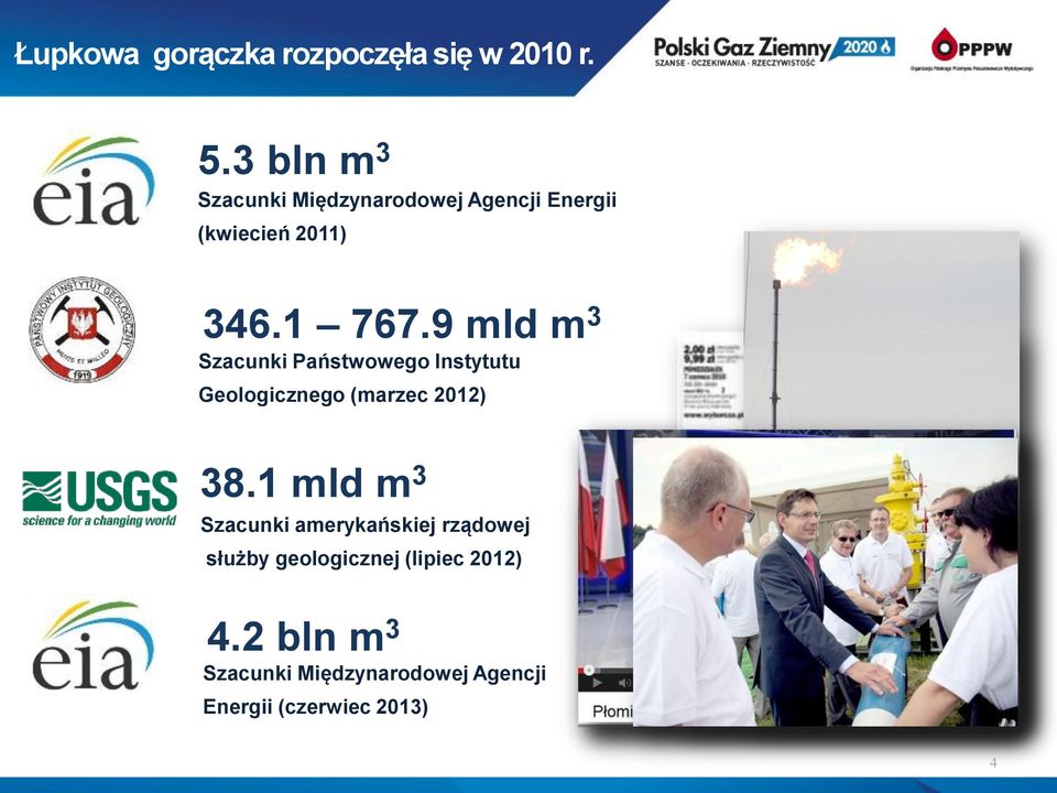 9 mld m 3 Szacunki Państwowego Instytutu Geologicznego (marzec 2012) 38.