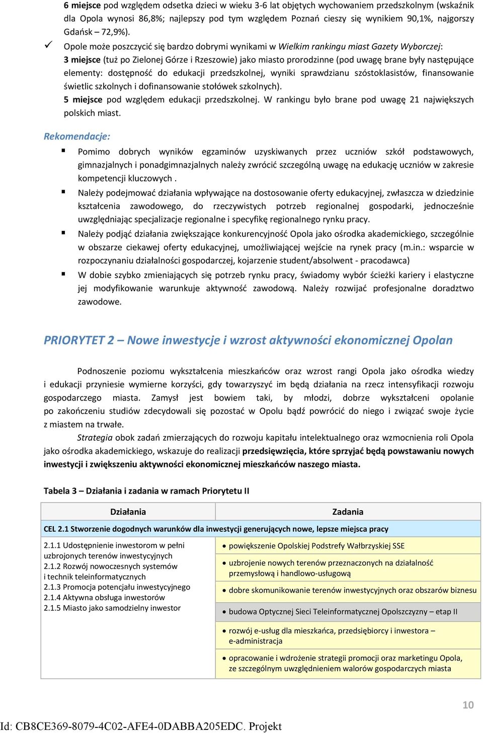 Opole może poszczycić się bardzo dobrymi wynikami w Wielkim rankingu miast Gazety Wyborczej: 3 miejsce (tuż po Zielonej Górze i Rzeszowie) jako miasto prorodzinne (pod uwagę brane były następujące
