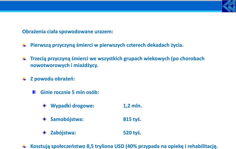 Trzecią przyczyną śmierci we wszystkich grupach wiekowych (po chorobach nowotworowych i miażdżycy.