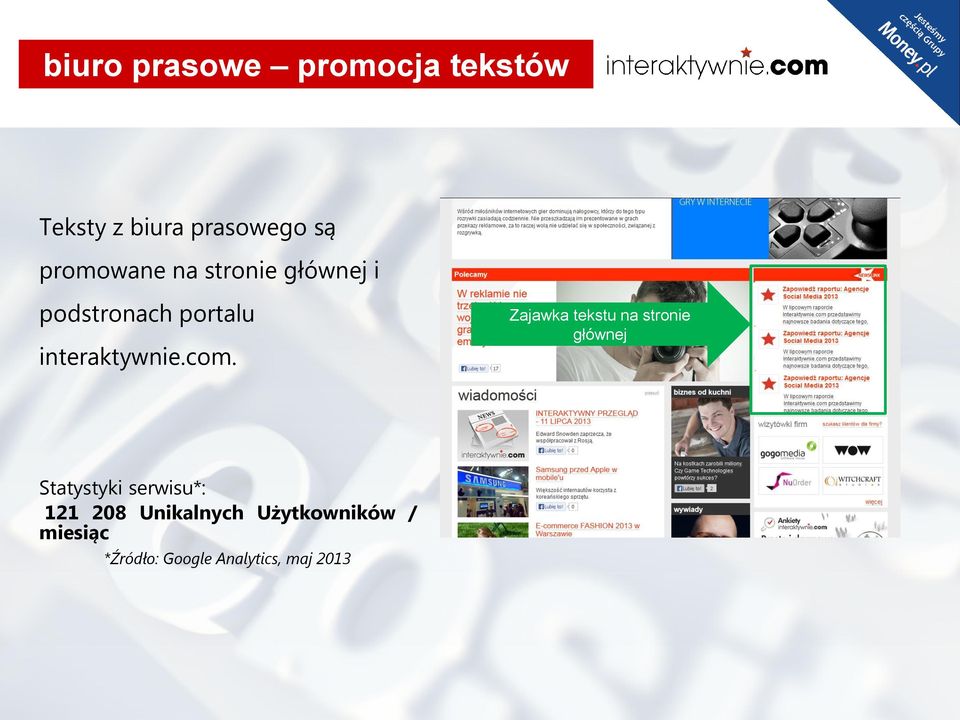 com. Zajawka tekstu na stronie głównej Statystyki serwisu*: 121