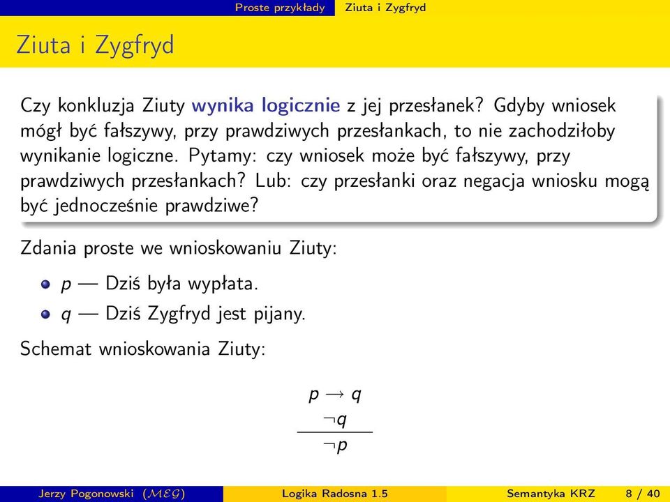 Pytamy: czy wniosek może być fałszywy, przy prawdziwych przesłankach?