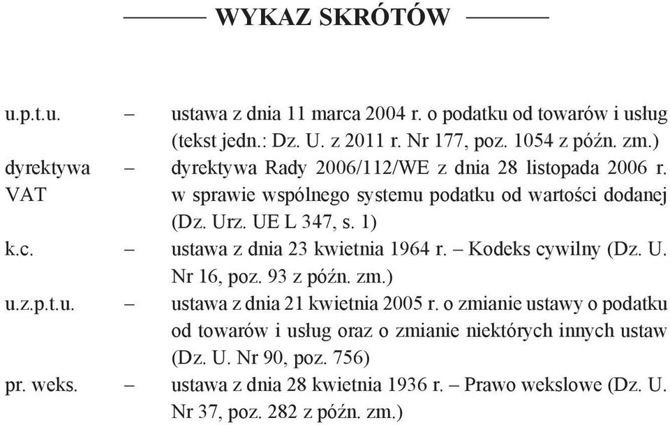 Kodeks cywilny (Dz. U. Nr 16, poz. 93 z późn. zm.) u.z.p.t.u. ustawa z dnia 21 kwietnia 2005 r.