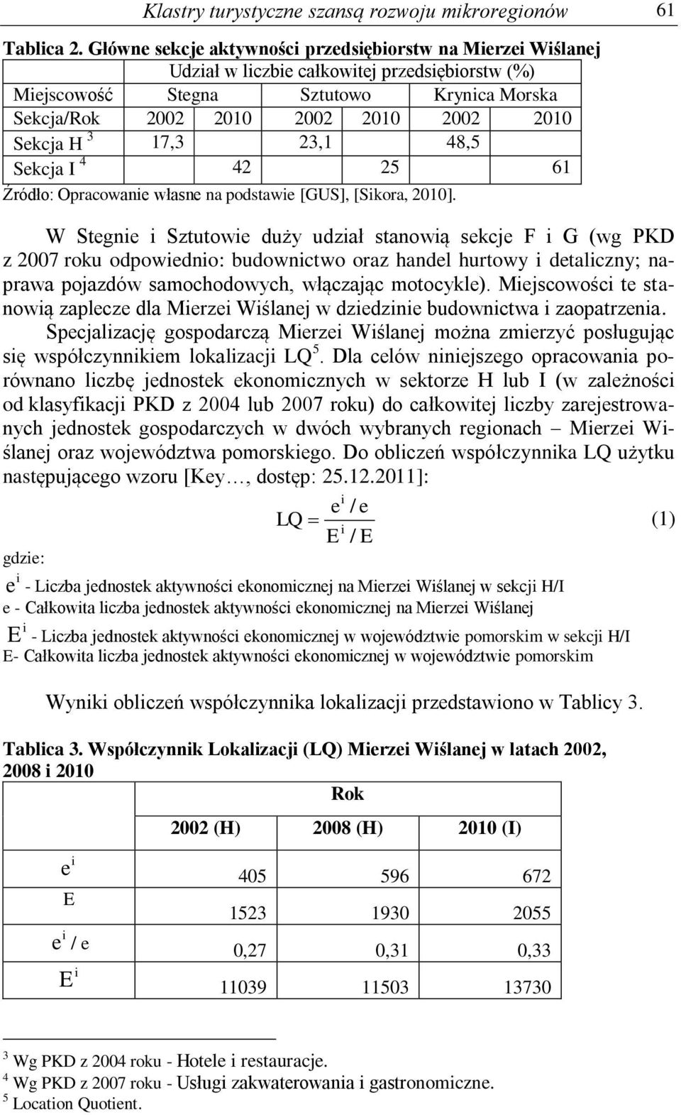 48,5 Sekcja I 4 42 25 61 Źródło: Opracowane własne na podstawe [GUS], [Skora, 2010].